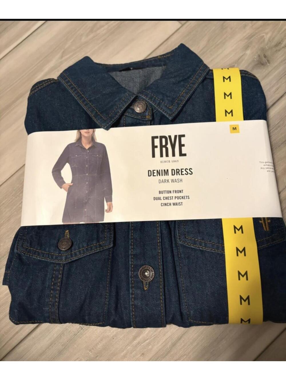 FRYE‎ Denim Dress Dark Wash Button Front with Chest Pockets